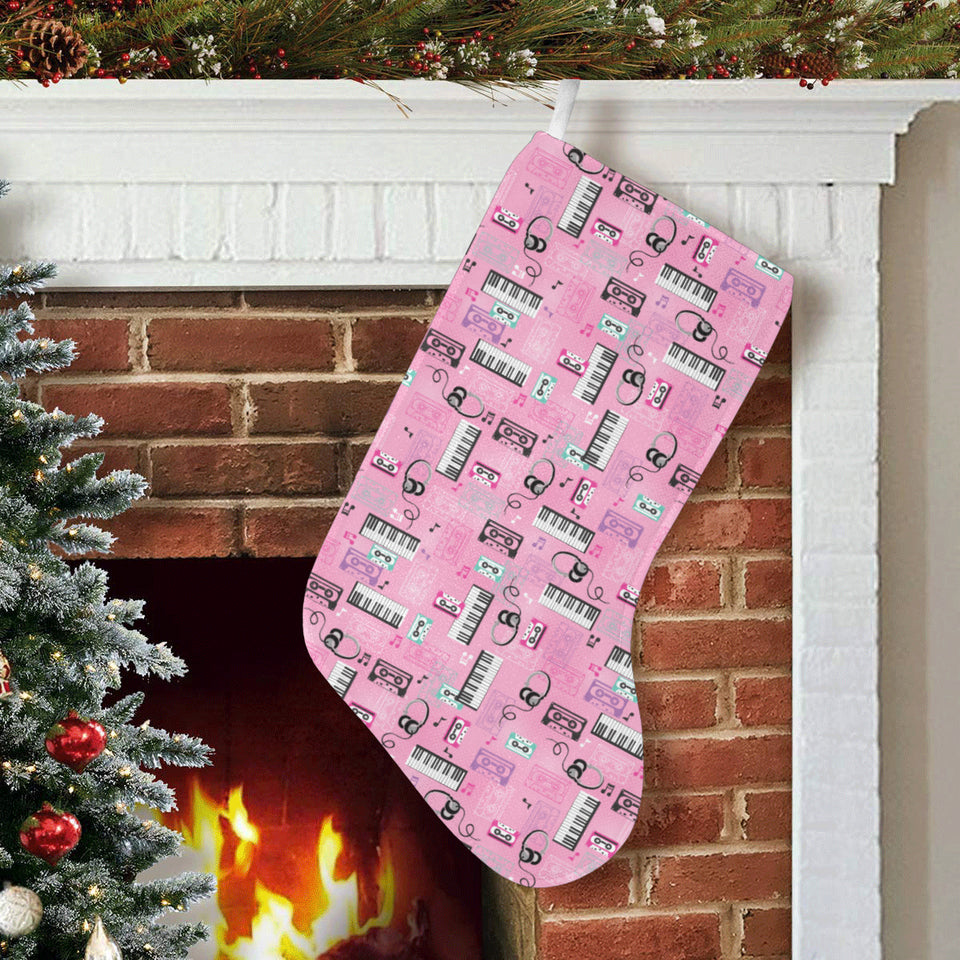 Piano Pattern Print Design 01 Christmas Stocking