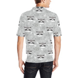 Cute raccoons leaves dot Men's All Over Print Polo Shirt