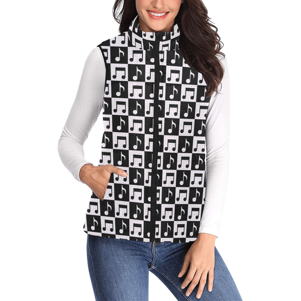 Music Notes Pattern Print Design 01 Women's Padded Vest