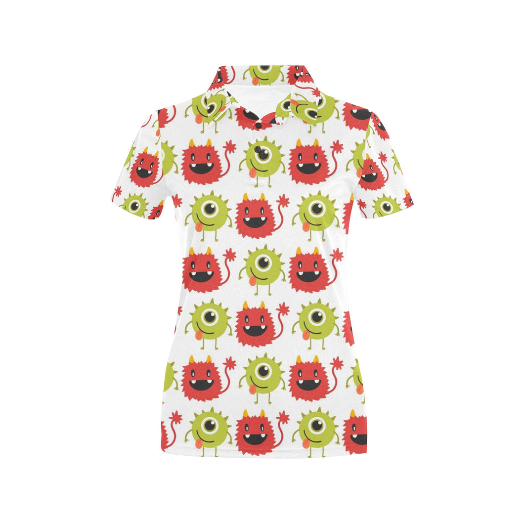 Alien Pattern Print Design 05 Women's All Over Print Polo Shirt
