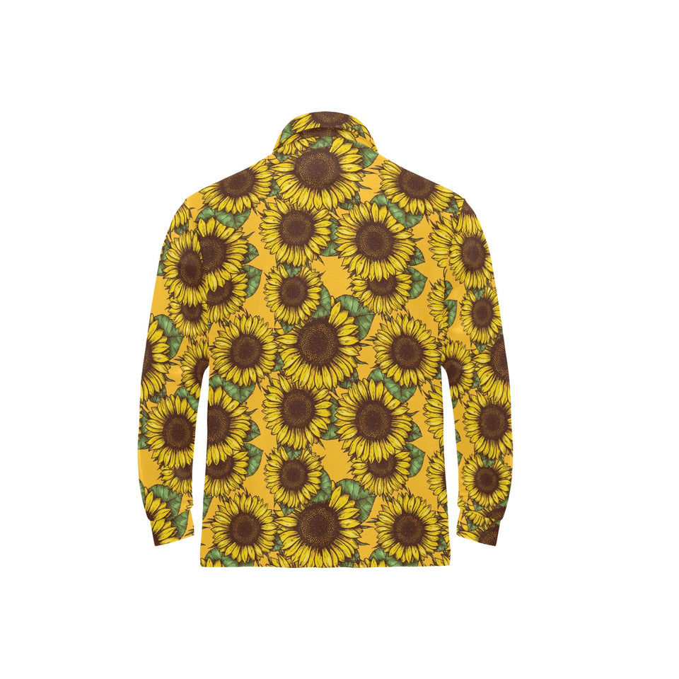 Sunflower pattern Men's Long Sleeve Polo Shirt