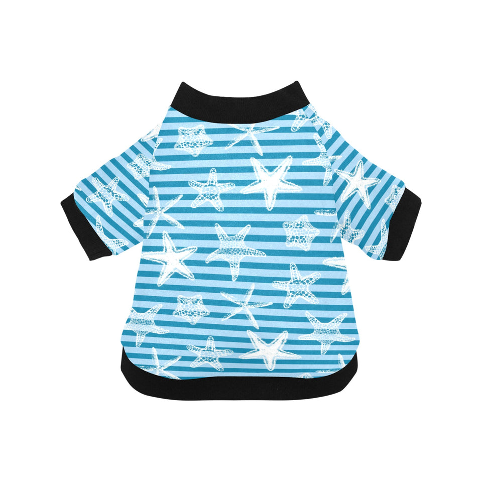 Starfish blue blackground All Over Print Pet Dog Round Neck Fuzzy Shirt