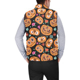 Pumpkin flowers spiderweb Halloween theme Men's Padded Vest