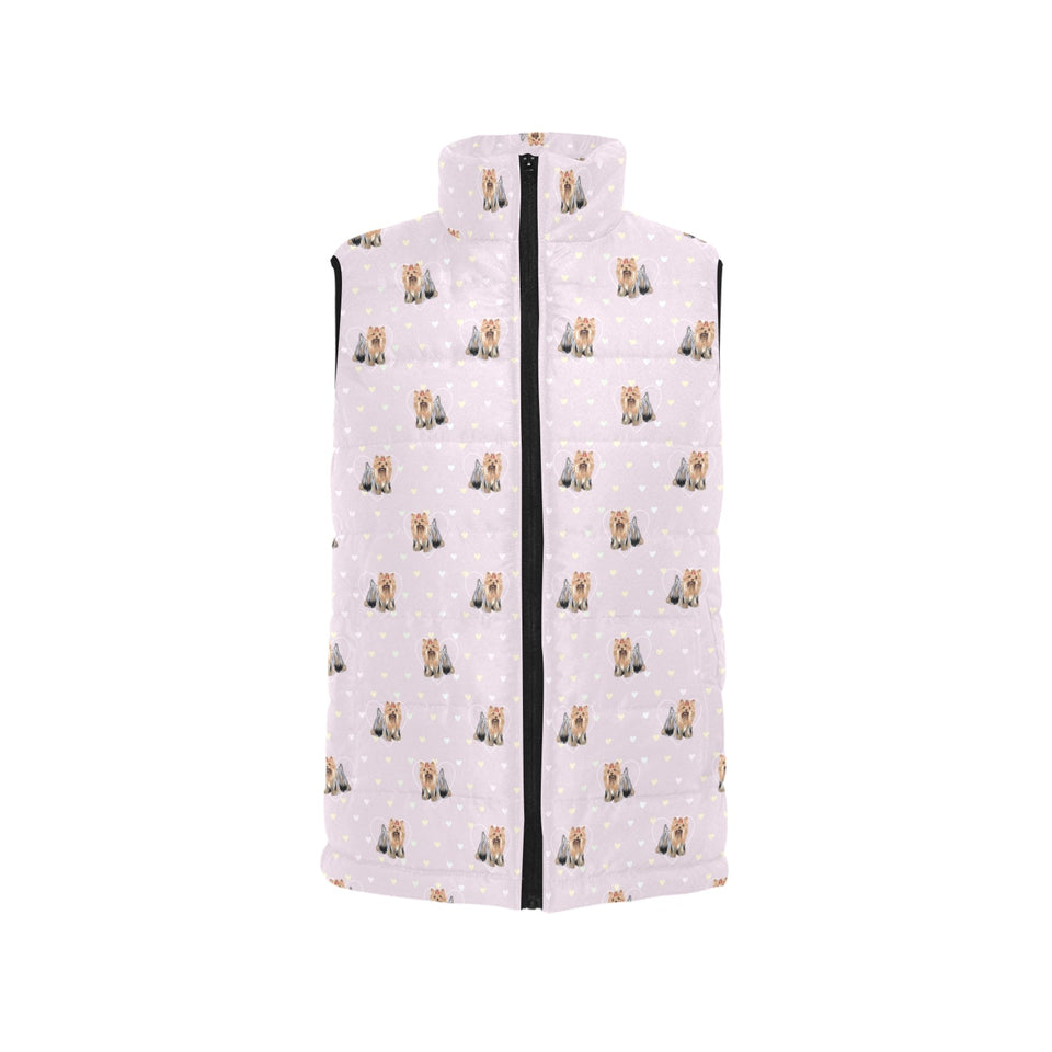 Yorkshire Terrier Pattern Print Design 02 Women's Padded Vest
