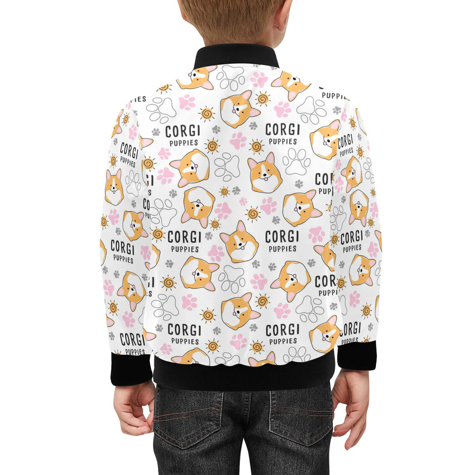Corgi Dog Pattern Kids' Boys' Girls' Bomber Jacket