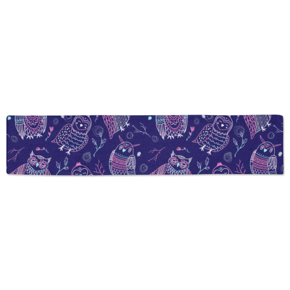 Cute owls pattern boho style ornament Table Runner