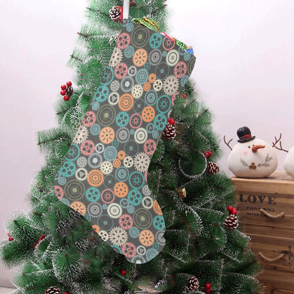 Gear Pattern Print Design 05 Christmas Stocking