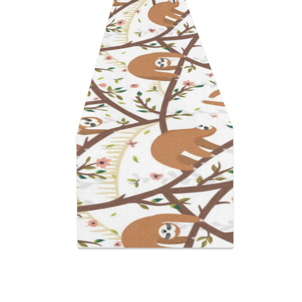 Sloths hanging on the tree pattern Table Runner