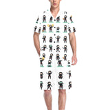 Cute ninja katana sword pattern Men's V-Neck Short Pajama Set