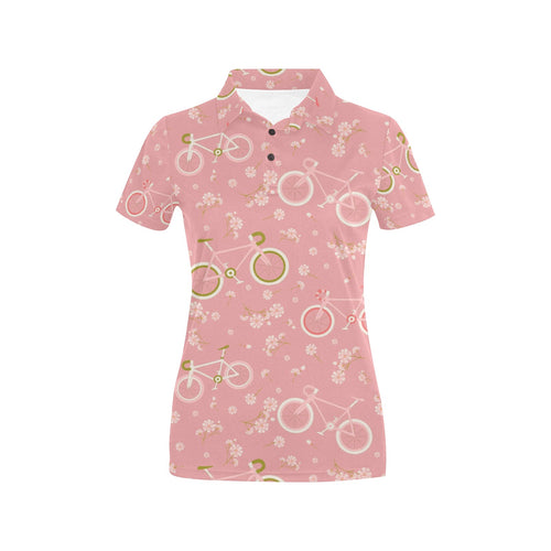Bicycle Pattern Print Design 02 Women's All Over Print Polo Shirt