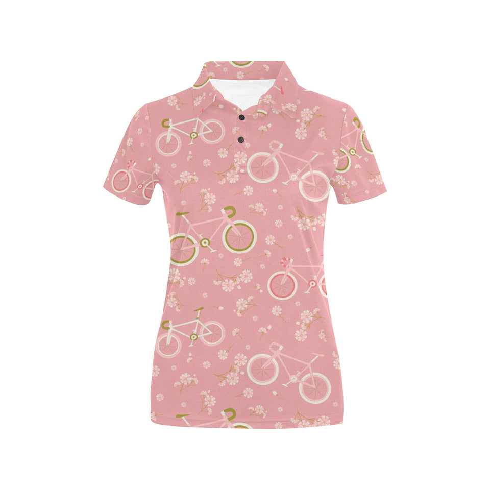 Bicycle Pattern Print Design 02 Women's All Over Print Polo Shirt