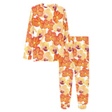 Orange yellow orchid flower pattern background Women's All Over Print Pajama Set