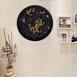 Gold dragon pattern Elegant Black Wall Clock