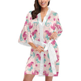 Cute little mermaid pattern Women's Short Kimono Robe