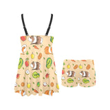 Guinea Pig Pattern Print Design 05 Chest Sexy Pleated Two Piece Swim Dress