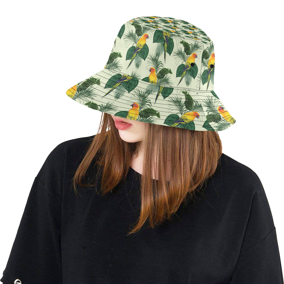 Beautiful parrot palm leaves pattern Unisex Bucket Hat