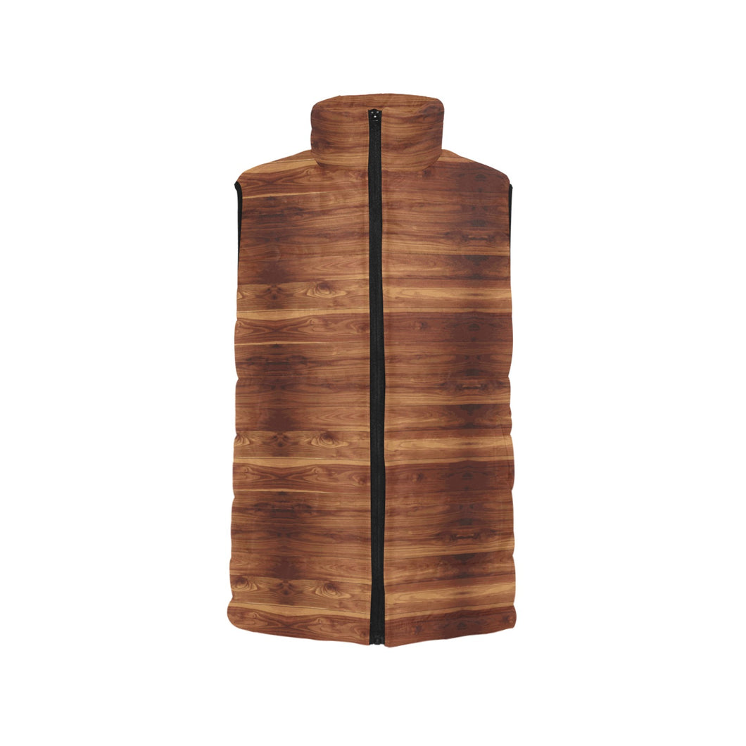 Wood Printed Pattern Print Design 04 Women's Padded Vest