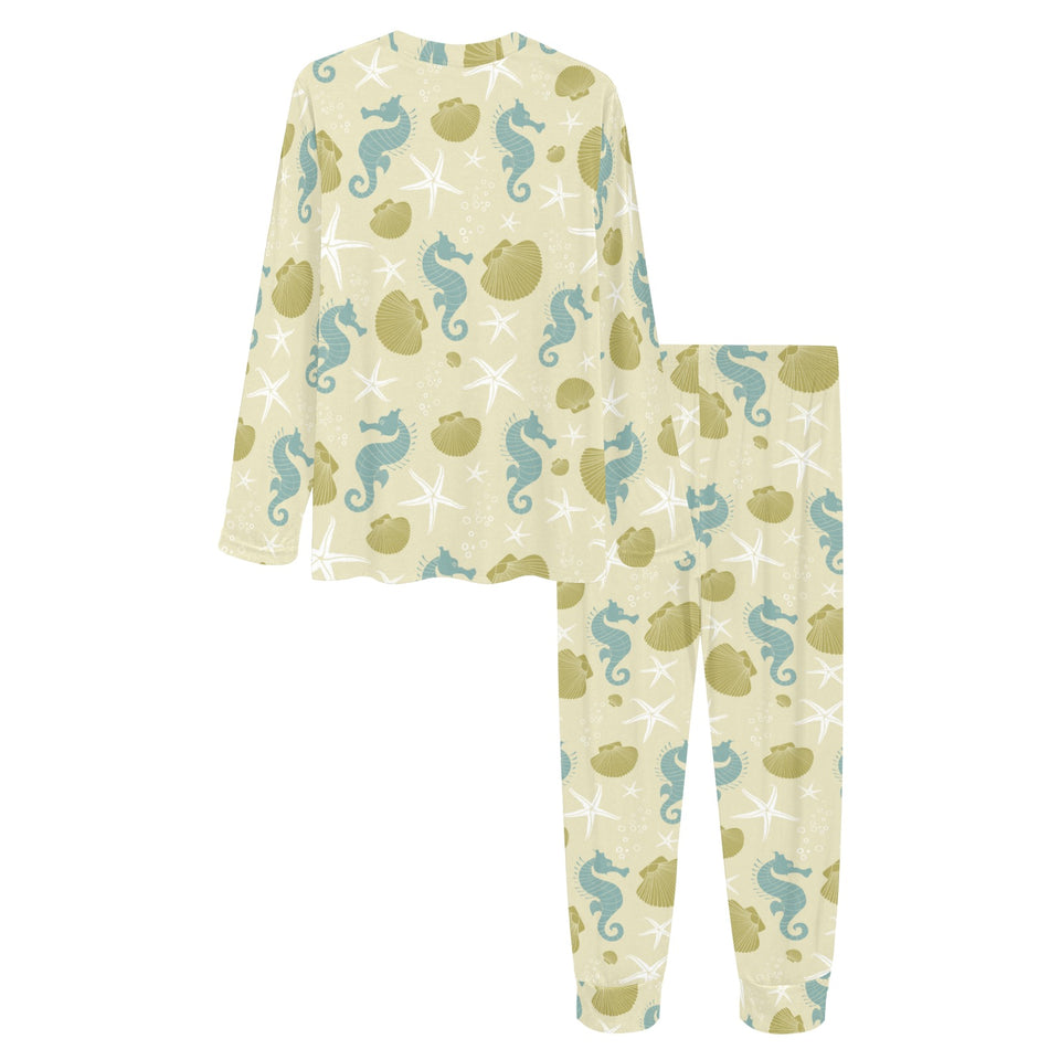 Seahorse shell starfish pattern background Women's All Over Print Pajama Set