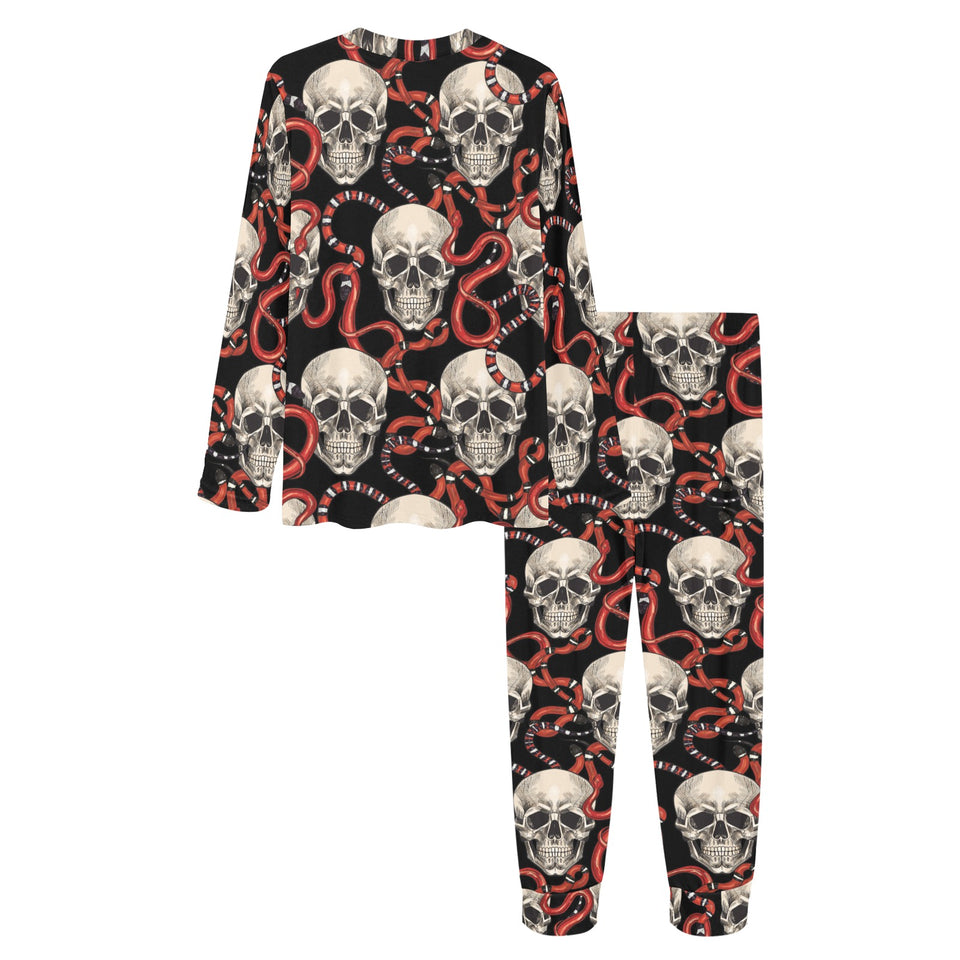 Red snake skull pattern Women's All Over Print Pajama Set