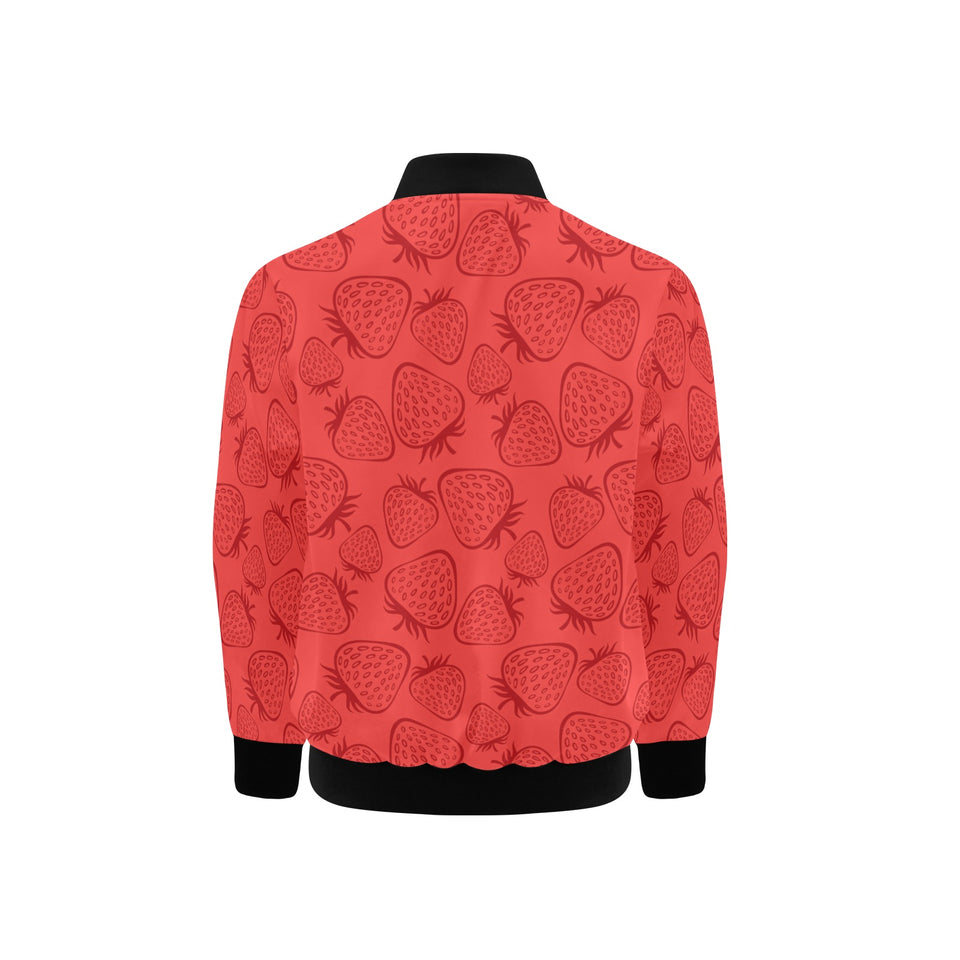 strawberry pattern red background Kids' Boys' Girls' Bomber Jacket