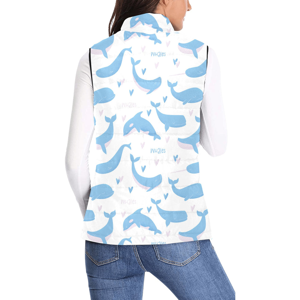 Blue whale pattern Women's Padded Vest