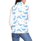 Blue whale pattern Women's Padded Vest