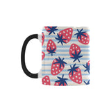 Strawberry pattern blue lines background Morphing Mug Heat Changing Mug
