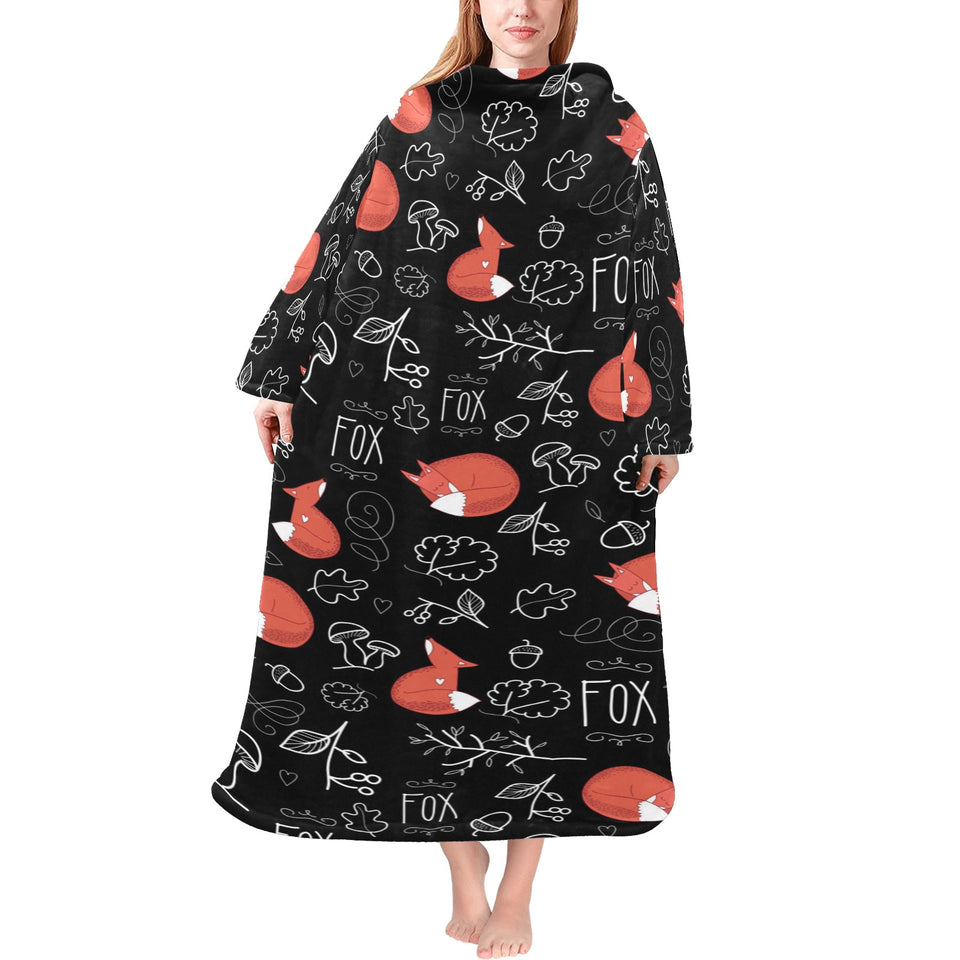 fox sleeping fox pattern Blanket Robe with Sleeves