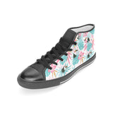 Toucan tropical flower leave pattern Women's High Top Canvas Shoes Black