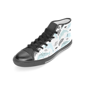 Cute dolphins Childish Style pattern Women's High Top Canvas Shoes Black