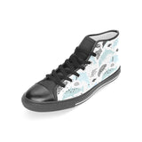 Cute dolphins Childish Style pattern Women's High Top Canvas Shoes Black