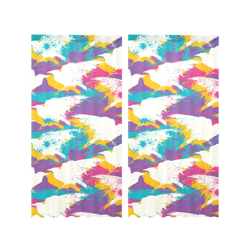Colorful crow illustration pattern Gauze Curtain