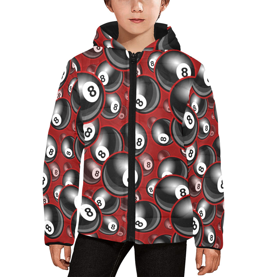 Billiard Ball Pattern Print Design 05 Kids' Boys' Girls' Padded Hooded Jacket