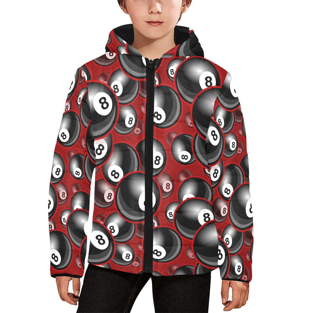 Billiard Ball Pattern Print Design 05 Kids' Boys' Girls' Padded Hooded Jacket