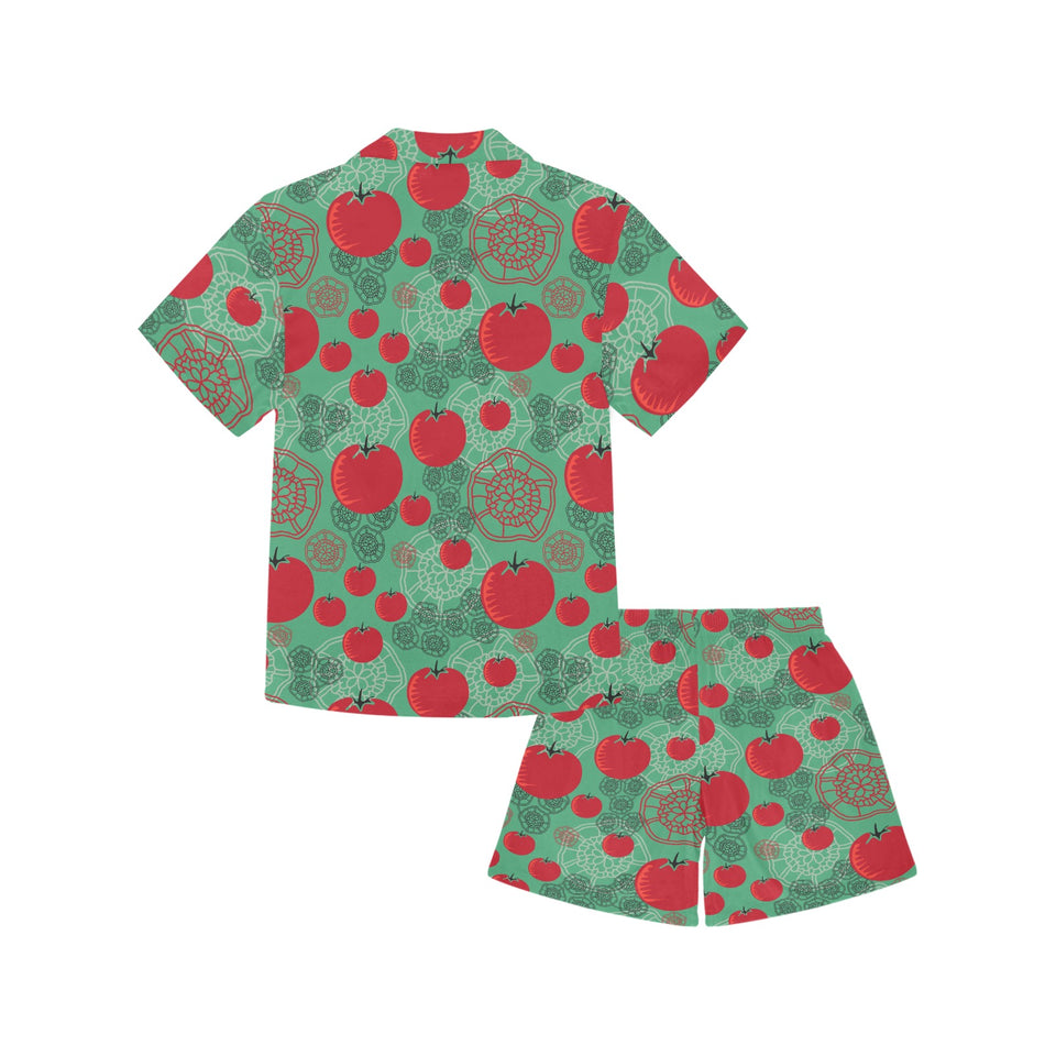 Tomato design pattern Kids' Boys' Girls' V-Neck Short Pajama Set