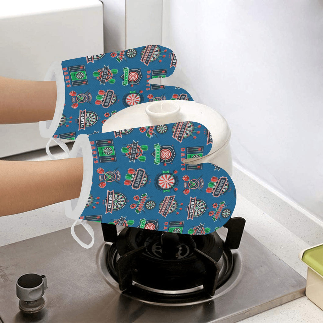 Darts Pattern Print Design 02 Heat Resistant Oven Mitts