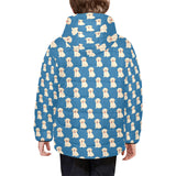 Golden Retriever Pattern Print Design 03 Kids' Boys' Girls' Padded Hooded Jacket