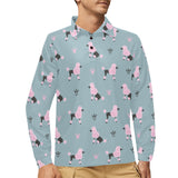 poodle dog pattern Men's Long Sleeve Polo Shirt