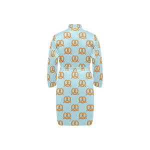 Pretzels Pattern Print Design 03 Men's Long Sleeve Belted Night Robe