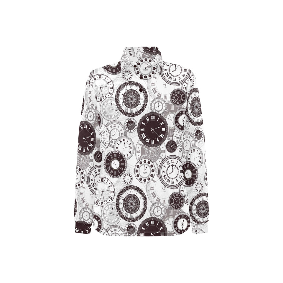 Classic vintage clock pattern Women's Long Sleeve Polo Shirt