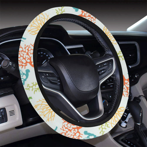 Coral Reef Pattern Print Design 02 Car Steering Wheel Cover