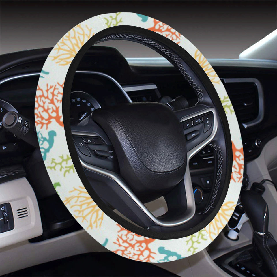 Coral Reef Pattern Print Design 02 Car Steering Wheel Cover