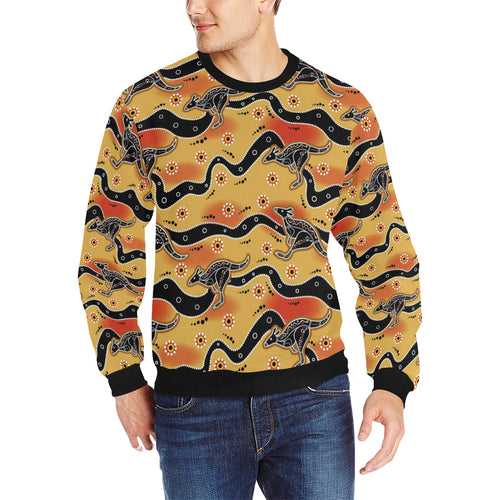 Kangaroo Australian aboriginal art pattern Men's Crew Neck Sweatshirt
