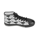 Black whale pattern Women's High Top Canvas Canvas Shoes Black
