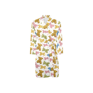 Teddy Bear Pattern Print Design 01 Men's Long Sleeve Belted Night Robe