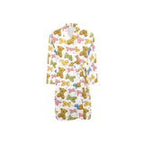 Teddy Bear Pattern Print Design 01 Men's Long Sleeve Belted Night Robe