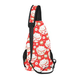 Cute Maneki neko cat red background All Over Print Chest Bag