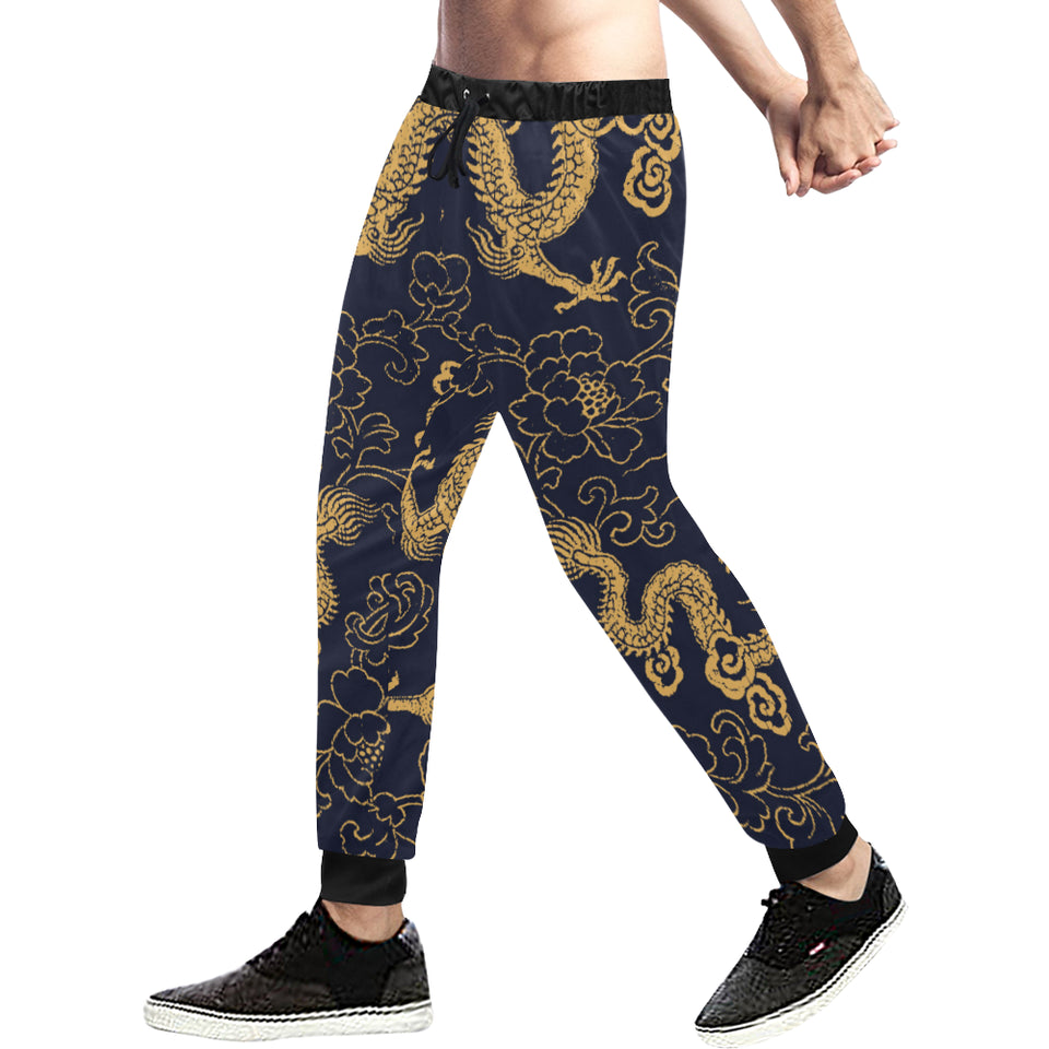 Gold dragon pattern Unisex Casual Sweatpants