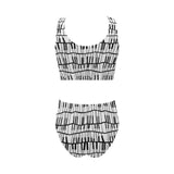 Piano Pattern Print Design 03 Chest Bowknot High Waisted Bikini Swimsuit