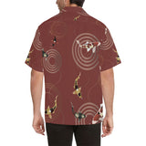 Fancy Carp red background Men's All Over Print Hawaiian Shirt
